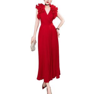 Burryco Womens Red Solid Maxi Dress, Red